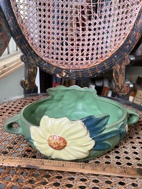 Roseville Green Floral Ceramic Bowl